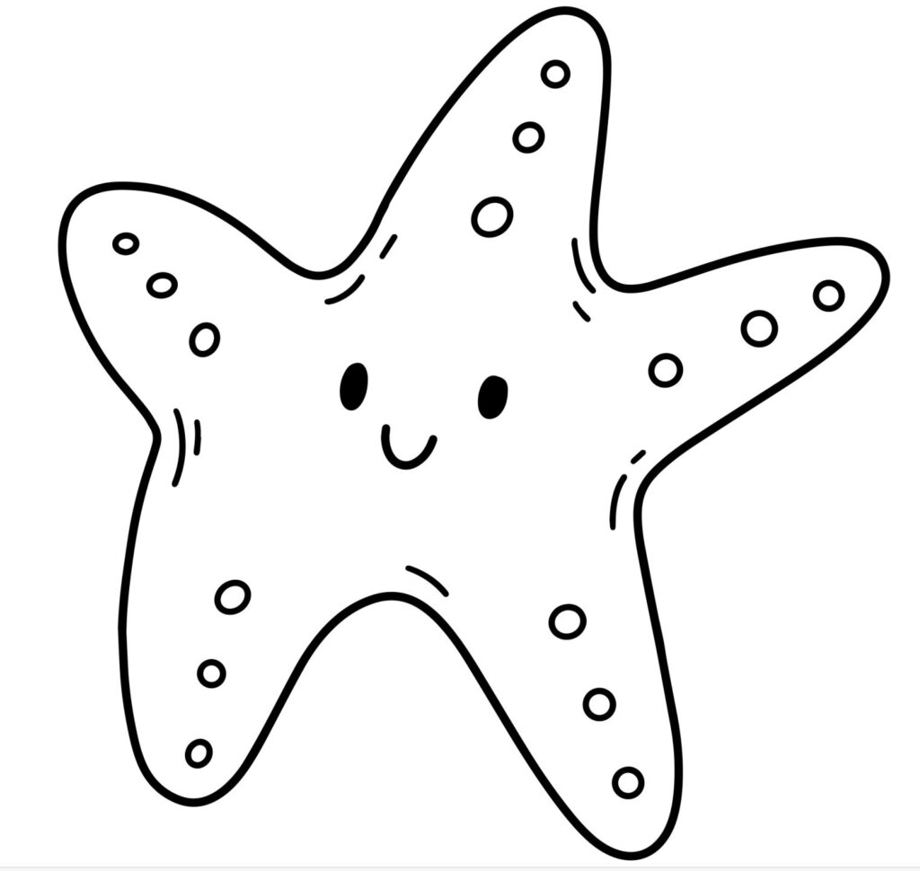 A starfish coloring page for the "My Feelings Matter" Coloring Book Series for Ages 2-5.